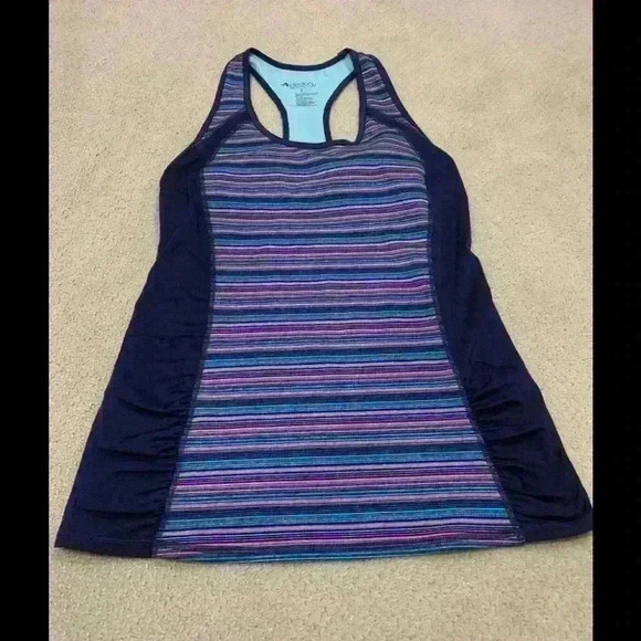 Ideology Tops - Ideology Blue and pink striped workout tank